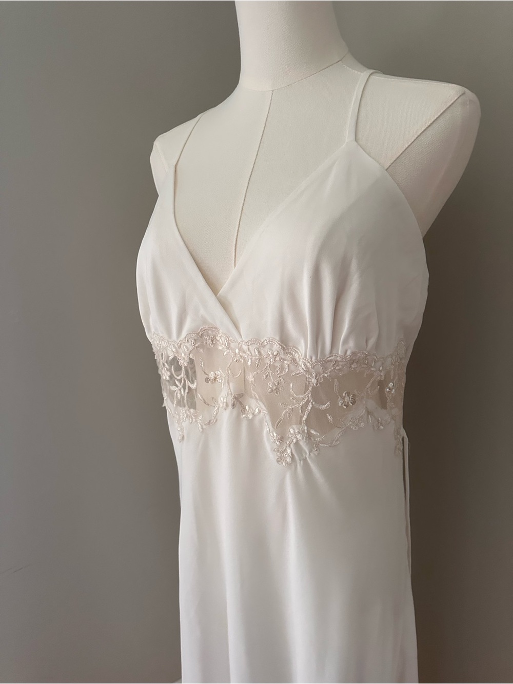 Vintage Denette White Lace-Trim Slip Dress - Picture 2 of 16